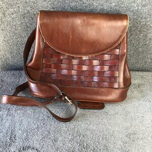 Vintage Etienne Aigner Brown Leather Basket Weave Purse